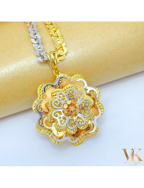 Mề đay xi 3 màu vàng 18k 1KK002440