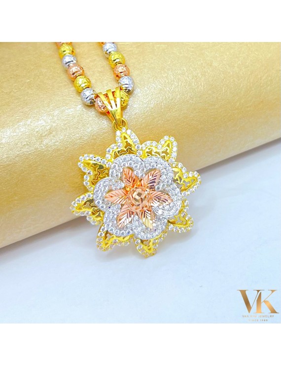 Mề đay xi 3 màu vàng 18k 1KK002436